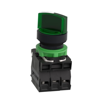 XB5AK123B5 - Illuminated selector switch, Harmony XB5, dark grey plastic, green handle, 22mm, universal LED, 2 positions, 1NO + 1NC, 24V AC DC - Schneider Electric - Illuminated selector switch, Harmony XB5, dark grey plastic, green handle, 22mm, universal LED, 2 positions, 1NO + 1NC, 24V AC DC - Schneider Electric - 2