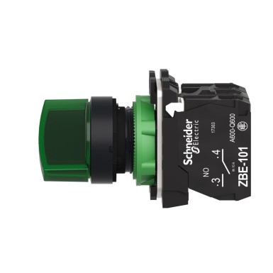 XB5AK123B5 - Illuminated selector switch, Harmony XB5, dark grey plastic, green handle, 22mm, universal LED, 2 positions, 1NO + 1NC, 24V AC DC - Schneider Electric - Illuminated selector switch, Harmony XB5, dark grey plastic, green handle, 22mm, universal LED, 2 positions, 1NO + 1NC, 24V AC DC - Schneider Electric - 3