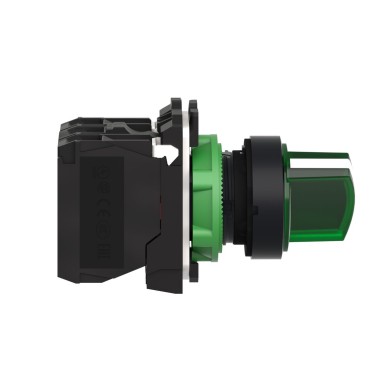 XB5AK123B5 - Illuminated selector switch, Harmony XB5, dark grey plastic, green handle, 22mm, universal LED, 2 positions, 1NO + 1NC, 24V AC DC - Schneider Electric - Illuminated selector switch, Harmony XB5, dark grey plastic, green handle, 22mm, universal LED, 2 positions, 1NO + 1NC, 24V AC DC - Schneider Electric - 5