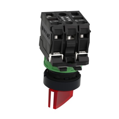 XB5AK124M5 - Illuminated selector switch, Harmony XB5, grey plastic, red handle, 22mm, universal LED, 2 positions, 1NO + 1NC, 230...240V AC - Schneider Electric - Illuminated selector switch, Harmony XB5, grey plastic, red handle, 22mm, universal LED, 2 positions, 1NO + 1NC, 230...240V AC - Schneider Electric - 3