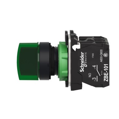 XB5AK133B5 - Illuminated selector switch, Harmony XB5, grey plastic, green handle, 22mm, 3 positions, universal LED, 1NO + 1NC, 24V AC DC - Schneider Electric - Illuminated selector switch, Harmony XB5, grey plastic, green handle, 22mm, 3 positions, universal LED, 1NO + 1NC, 24V AC DC - Schneider Electric - 4