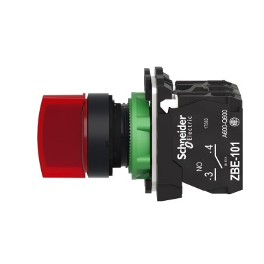 XB5AK134B5 - Illuminated selector switch, Harmony XB5, grey plastic, red handle, 22mm, 3 positions, universal LED, 1NO + 1NC, 24V AC DC - Schneider Electric - Illuminated selector switch, Harmony XB5, grey plastic, red handle, 22mm, 3 positions, universal LED, 1NO + 1NC, 24V AC DC - Schneider Electric - 6