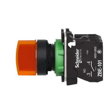 XB5AK135B5 - Illuminated selector switch, Harmony XB5, grey plastic, orange handle, 22mm, universal LED, 3 positions, 1NO + 1NC, 24V AC DC - Schneider Electric - Illuminated selector switch, Harmony XB5, grey plastic, orange handle, 22mm, universal LED, 3 positions, 1NO + 1NC, 24V AC DC - Schneider Electric - 2