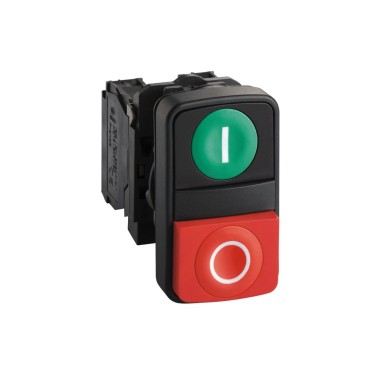 XB5AL73415 - Double-headed push button, Harmony XB5, plastic, 22mm, 1 green flush marked I + 1 red projecting marked O, 1NO+1NC - Schneider Electric - Double-headed push button, Harmony XB5, plastic, 22mm, 1 green flush marked I + 1 red projecting marked O, 1NO+1NC - Schneider Electric - 0