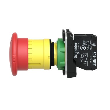 XB5AS8442 - Emergency stop switching off, Harmony XB5, plastic, red mushroom 40mm, 22mm, trigger latching turn to release, 1NC - Schneider Electric - Emergency stop switching off, Harmony XB5, plastic, red mushroom 40mm, 22mm, trigger latching turn to release, 1NC - Schneider Electric - 3