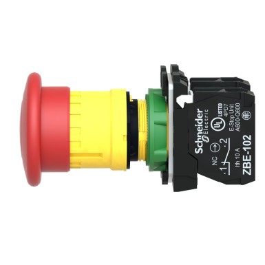 XB5AS8444 - Emergency stop switching off, Harmony XB5, plastic, red mushroom 40mm, 22mm, trigger latching turn to release, 2NC - Schneider Electric - Emergency stop switching off, Harmony XB5, plastic, red mushroom 40mm, 22mm, trigger latching turn to release, 2NC - Schneider Electric - 4