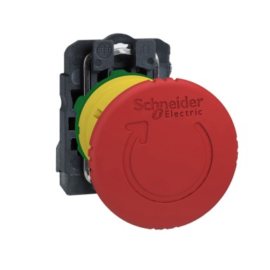 XB5AS8446 - Emergency stop switching off, Harmony XB5, plastic, red mushroom 40mm, 22mm, trigger/latching turn to release, 1NC with monitoring - Schneider Electric - Emergency stop switching off, Harmony XB5, plastic, red mushroom 40mm, 22mm, trigger/latching turn to release, 1NC with monitoring - Schneider Electric - 0