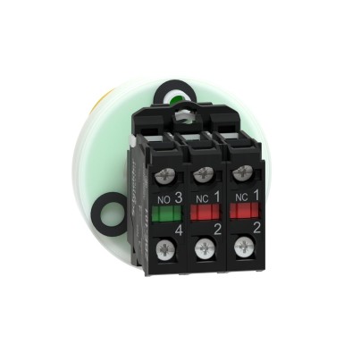 XB5AS84W3B41 - Harmony XB5, Antimicrobial Illuminated emergency stop, plastic, Ш22, trigger latching turn to release, white/red LED, 24 V AC/DC, 1 NO + 2 NC - Schneider Electric - Harmony XB5, Antimicrobial Illuminated emergency stop, plastic, Ш22, trigger latching turn to release, white/red LED, 24 V AC/DC, 1 NO + 2 NC - Schneider Electric - 2