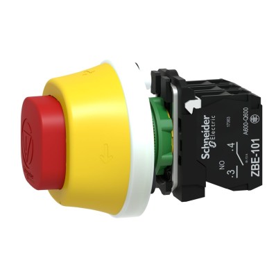 XB5AS84W3B41 - Harmony XB5, Antimicrobial Illuminated emergency stop, plastic, Ш22, trigger latching turn to release, white/red LED, 24 V AC/DC, 1 NO + 2 NC - Schneider Electric - Harmony XB5, Antimicrobial Illuminated emergency stop, plastic, Ш22, trigger latching turn to release, white/red LED, 24 V AC/DC, 1 NO + 2 NC - Schneider Electric - 6