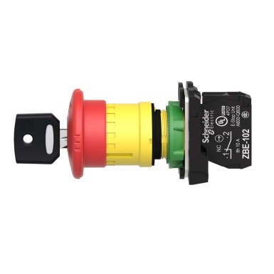 XB5AS9442 - Emergency stop switching off, Harmony XB5, plastic, red mushroom 40mm, 22mm trigger latching key release, 1NC - Schneider Electric - Emergency stop switching off, Harmony XB5, plastic, red mushroom 40mm, 22mm trigger latching key release, 1NC - Schneider Electric - 1