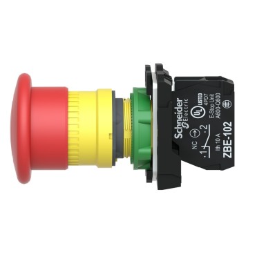 XB5AT842 - Emergency stop switching off, Harmony XB5, plastic, red mushroom 40mm, 22mm trigger latching push-pull, 1NC - Schneider Electric - Emergency stop switching off, Harmony XB5, plastic, red mushroom 40mm, 22mm trigger latching push-pull, 1NC - Schneider Electric - 4