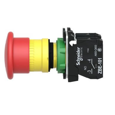 XB5AT845 - Emergency stop switching off, Harmony XB5, plastic, red mushroom 40mm, 22mm trigger latching push-pull, 1NO+1NC - Schneider Electric - Emergency stop switching off, Harmony XB5, plastic, red mushroom 40mm, 22mm trigger latching push-pull, 1NO+1NC - Schneider Electric - 1