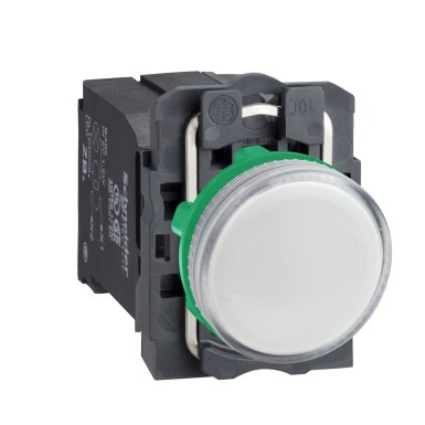 XB5AV41 - Pilot light, Harmony XB5, white incandescent, plastic, 22 mm, plain lens, BA9s bulb, 220...240V - Schneider Electric - Pilot light, Harmony XB5, white incandescent, plastic, 22 mm, plain lens, BA9s bulb, 220...240V - Schneider Electric - 0