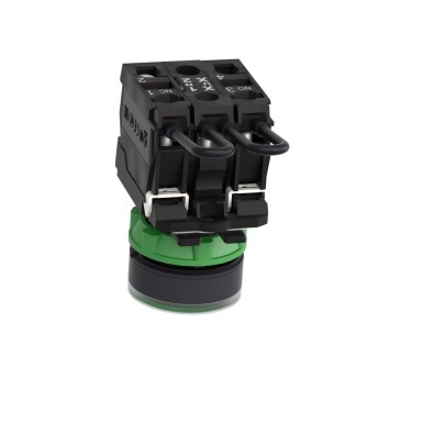 XB5AW23B5 - Push-to-test pilot light, Harmony XB5, plastic, green, universal LED, screw clamp terminals, 24V - Schneider Electric - Push-to-test pilot light, Harmony XB5, plastic, green, universal LED, screw clamp terminals, 24V - Schneider Electric - 4