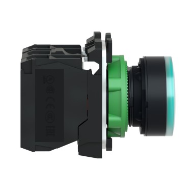 XB5AW3365 - Harmony XB5, Illuminated push button, plastic, flush, green, Ш22, plain lens for BA9s bulb, spring return, <= 250 V, 1 NO + 1 NC - Schneider Electric - Harmony XB5, Illuminated push button, plastic, flush, green, Ш22, plain lens for BA9s bulb, spring return, <= 250 V, 1 NO + 1 NC - Schneider Electric - 1