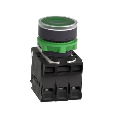 XB5AW33B3 - Illuminated push button, Harmony XB5, plastic, green flush, 22mm, universal LED, plain lens, 2NO, 24V AC DC - Schneider Electric - Illuminated push button, Harmony XB5, plastic, green flush, 22mm, universal LED, plain lens, 2NO, 24V AC DC - Schneider Electric - 4