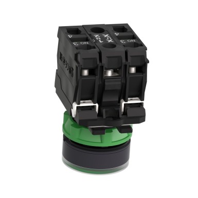 XB5AW33B3 - Illuminated push button, Harmony XB5, plastic, green flush, 22mm, universal LED, plain lens, 2NO, 24V AC DC - Schneider Electric - Illuminated push button, Harmony XB5, plastic, green flush, 22mm, universal LED, plain lens, 2NO, 24V AC DC - Schneider Electric - 6