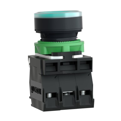 XB5AW33B5 - Illuminated push button, Harmony XB5, plastic, green flush, 22mm, universal LED, plain lens, 1NO + 1NC, 24V AC DC - Schneider Electric - Illuminated push button, Harmony XB5, plastic, green flush, 22mm, universal LED, plain lens, 1NO + 1NC, 24V AC DC - Schneider Electric - 6