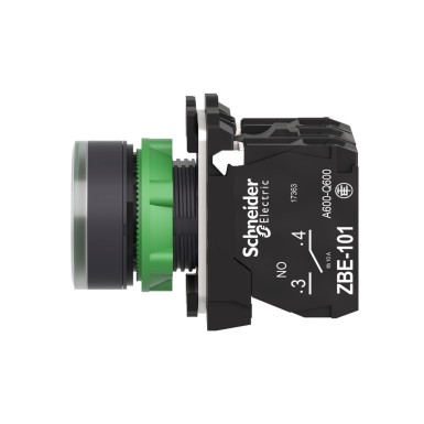 XB5AW33G5 - Illuminated push button, Harmony XB5, plastic, flush, green, 22mm, universal LED, plain lens, 1NO + 1NC, 110...120V AC - Schneider Electric - Illuminated push button, Harmony XB5, plastic, flush, green, 22mm, universal LED, plain lens, 1NO + 1NC, 110...120V AC - Schneider Electric - 6