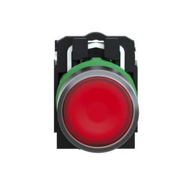 XB5AW3465 - Harmony XB5, Illuminated push button, plastic, flush, red, Ш22, plain lens for BA9s bulb, spring return, <= 250 V, 1 NO + 1 NC - Schneider Electric - Harmony XB5, Illuminated push button, plastic, flush, red, Ш22, plain lens for BA9s bulb, spring return, <= 250 V, 1 NO + 1 NC - Schneider Electric - 2