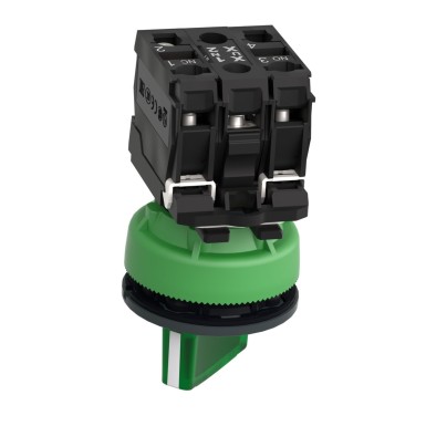 XB5FK123B5 - Illuminated selector switch, Harmony XB5, grey plastic, green handle, 30mm, universal LED, 2 positions, 1NO + 1NC, 24V AC DC - Schneider Electric - Illuminated selector switch, Harmony XB5, grey plastic, green handle, 30mm, universal LED, 2 positions, 1NO + 1NC, 24V AC DC - Schneider Electric - 4