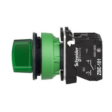 XB5FK123B5 - Illuminated selector switch, Harmony XB5, grey plastic, green handle, 30mm, universal LED, 2 positions, 1NO + 1NC, 24V AC DC - Schneider Electric - Illuminated selector switch, Harmony XB5, grey plastic, green handle, 30mm, universal LED, 2 positions, 1NO + 1NC, 24V AC DC - Schneider Electric - 5