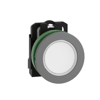 XB5FVB1C0 - Pilot light, Harmony XB5, grey bezel, white, universal LED, plain lens, screw clamp terminals, 24V - Schneider Electric - Pilot light, Harmony XB5, grey bezel, white, universal LED, plain lens, screw clamp terminals, 24V - Schneider Electric - 0