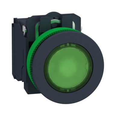 XB5FW33B5 - Illuminated push button, Harmony XB5, antimicrobial, plastic, green, 30mm, universal LED, 1NO + 1NC, 24V AC DC - Schneider Electric - Illuminated push button, Harmony XB5, antimicrobial, plastic, green, 30mm, universal LED, 1NO + 1NC, 24V AC DC - Schneider Electric - 0