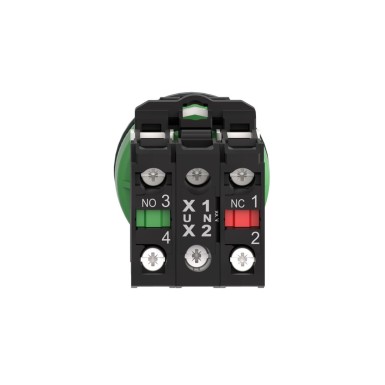 XB5FW33B5 - Illuminated push button, Harmony XB5, antimicrobial, plastic, green, 30mm, universal LED, 1NO + 1NC, 24V AC DC - Schneider Electric - Illuminated push button, Harmony XB5, antimicrobial, plastic, green, 30mm, universal LED, 1NO + 1NC, 24V AC DC - Schneider Electric - 2