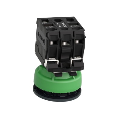 XB5FW33B5 - Illuminated push button, Harmony XB5, antimicrobial, plastic, green, 30mm, universal LED, 1NO + 1NC, 24V AC DC - Schneider Electric - Illuminated push button, Harmony XB5, antimicrobial, plastic, green, 30mm, universal LED, 1NO + 1NC, 24V AC DC - Schneider Electric - 4