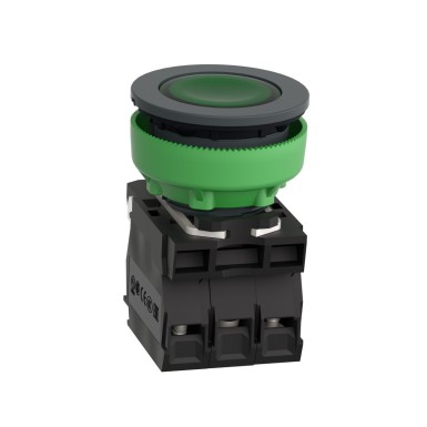 XB5FW33B5 - Illuminated push button, Harmony XB5, antimicrobial, plastic, green, 30mm, universal LED, 1NO + 1NC, 24V AC DC - Schneider Electric - Illuminated push button, Harmony XB5, antimicrobial, plastic, green, 30mm, universal LED, 1NO + 1NC, 24V AC DC - Schneider Electric - 5