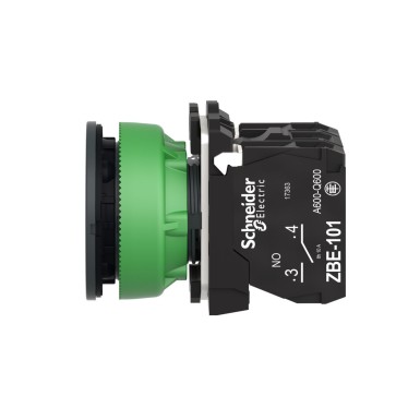 XB5FW33B5 - Illuminated push button, Harmony XB5, antimicrobial, plastic, green, 30mm, universal LED, 1NO + 1NC, 24V AC DC - Schneider Electric - Illuminated push button, Harmony XB5, antimicrobial, plastic, green, 30mm, universal LED, 1NO + 1NC, 24V AC DC - Schneider Electric - 6