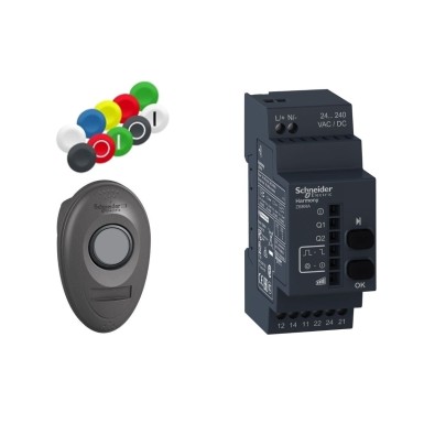 XB5RMA04 - Harmony XB5, Pack with 1 wireless push button + 1 configurable receiver + 1 set of 10 colored caps, plastic, Ш22, 24...240 V AC/DC - Schneider Electric - Harmony XB5, Pack with 1 wireless push button + 1 configurable receiver + 1 set of 10 colored caps, plastic, Ш22, 24...240 V AC/DC - Schneider Electric - 0