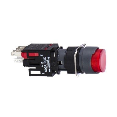 XB6AE4B2B - Complete illuminated push button, Harmony XB6, red projecting illum pushbutton ? 16 spring return 1N - Schneider Electric - Complete illuminated push button, Harmony XB6, red projecting illum pushbutton ? 16 spring return 1N - Schneider Electric - 0