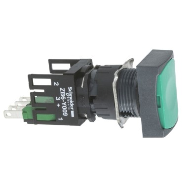 XB6DA35B - Complete push button, Harmony XB6, green rectangular flush pushbutton ? 16 spring return 1NO+1NC unm - Schneider Electric - Complete push button, Harmony XB6, green rectangular flush pushbutton ? 16 spring return 1NO+1NC unm - Schneider Electric - 0