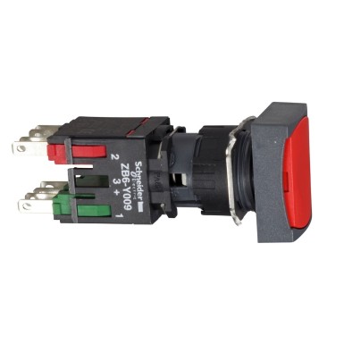 XB6DA42B - Complete push button, Harmony XB6, red rectangular flush pushbutton, 16mm, spring return, 1NC, unmarked - Schneider Electric - Complete push button, Harmony XB6, red rectangular flush pushbutton, 16mm, spring return, 1NC, unmarked - Schneider Electric - 0