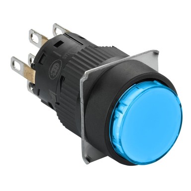 XB6EAW6B2P - Illuminated monolithic push button, Harmony XB6E, round blue pushbutton Ш 16 flush spring return 24 VDC polarised 2CO - Schneider Electric - Illuminated monolithic push button, Harmony XB6E, round blue pushbutton Ш 16 flush spring return 24 VDC polarised 2CO - Schneider Electric - 0