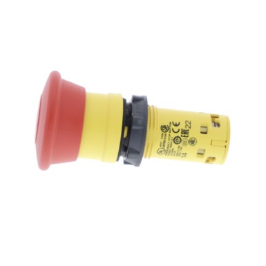 XB7NT845 - Harmony XB7, Monolithic emergency stop, plastic, red mushroom ?40, ?22, latching pushpull, 1 NO + 1 - Schneider Electric - Harmony XB7, Monolithic emergency stop, plastic, red mushroom ?40, ?22, latching pushpull, 1 NO + 1 - Schneider Electric - 1