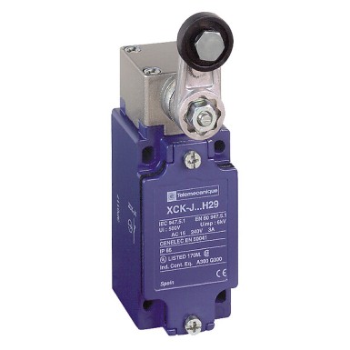 XCKJ10511H29C - Telemecanique - Limit switch, XC Standard, XCKJ, thermoplastic roller lever, 1NC+1 NO, snap action