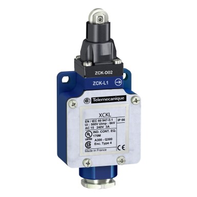 XCKL102 - Limit switch, Limit switches XC Standard, XCKL, steel roller plunger, 1NC+1 NO, snap action, Cable g - Schneider Electric - Limit switch, Limit switches XC Standard, XCKL, steel roller plunger, 1NC+1 NO, snap action, Cable g - Schneider Electric - 0