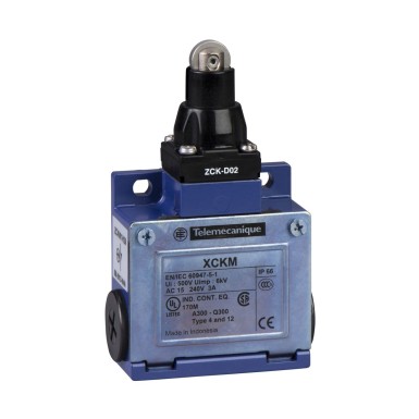 XCKM102H29 - Limit switch, Limit switches XC Standard, XCKM, steel roller plunger, 1NC+1 NO, snap action, M20 - Schneider Electric - Limit switch, Limit switches XC Standard, XCKM, steel roller plunger, 1NC+1 NO, snap action, M20 - Schneider Electric - 0