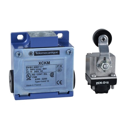 XCKM116H29 - Telemecanique - Limit switch, Limit switches XC Standard, XCKM, metal roller lever, 1NC+1 NO, snap action, M20