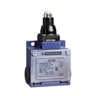 XCKM2023LC - Telemecanique - Limit switch, Limit switches XC Standard, XCKM, steel roller plunger, 1NC+1 NO, snap action, Pg11