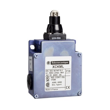 XCKML102H29 - Limit switch, Limit switches XC Standard, XCKML, steel roller plunger, 2x(1NC+1NO), snap action, M20 - Schneider Electric - Limit switch, Limit switches XC Standard, XCKML, steel roller plunger, 2x(1NC+1NO), snap action, M20 - Schneider Electric - 0