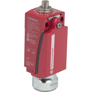 XCSD3910N12 - Safety limit switch, Telemecanique Safety switches XCS, metal, steel plunger, 2NC+1 NO, 1 entry tapped 1/2" NPT - Schneider Electric - Safety limit switch, Telemecanique Safety switches XCS, metal, steel plunger, 2NC+1 NO, 1 entry tapped 1/2" NPT - Schneider Electric - 0