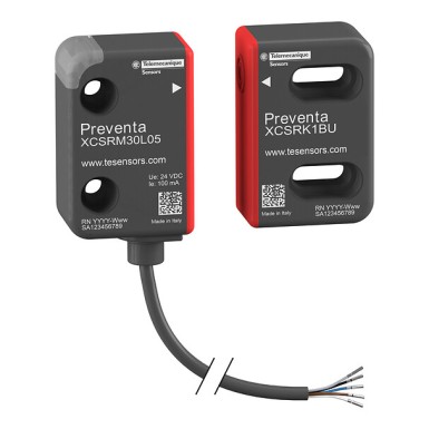 XCSRM30L05 - Telemecanique - Miniature Safety RFID switch, 3-time pairing enabled, single model, 5-pin, 5m cable
