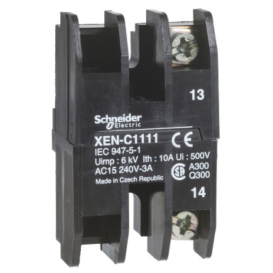 XENB1491 - Spring return contact block 1 OC + 1 NO front mounting, 30 or 40 mm centres - Schneider Electric - Spring return contact block 1 OC + 1 NO front mounting, 30 or 40 mm centres - Schneider Electric - 0