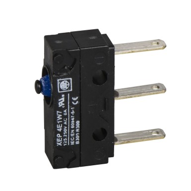 XEP4E1W7 - Microswitch, Limit switches XC Standard, miniature limit switch, flat plunger, 2.8 mm cable clip tags - Schneider Electric - Microswitch, Limit switches XC Standard, miniature limit switch, flat plunger, 2.8 mm cable clip tags - Schneider Electric - 0