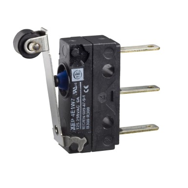 XEP4E1W7A454 - Microswitch, Limit switches XC Standard, miniature limit switch, roller lever, 2.8 mm cable clip tags - Schneider Electric - Microswitch, Limit switches XC Standard, miniature limit switch, roller lever, 2.8 mm cable clip tags - Schneider Electric - 0