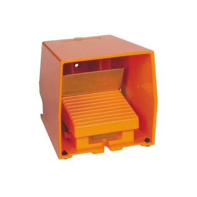 XPER510 - Single foot switch, Harmony XPE, metal, orange, with cover, trigger mechanism, 1 step, 1 contact 1NC+NO, IP66 - Schneider Electric - Single foot switch, Harmony XPE, metal, orange, with cover, trigger mechanism, 1 step, 1 contact 1NC+NO, IP66 - Schneider Electric - 0